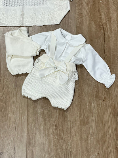 MARLU' - completo 3 pezzi lana 100% vaniglia (set n.13) - invernale