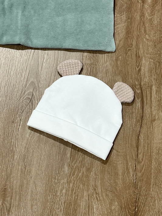 MARLU' - cappellino ciniglia vaniglia/verde (set n.68) - invernale