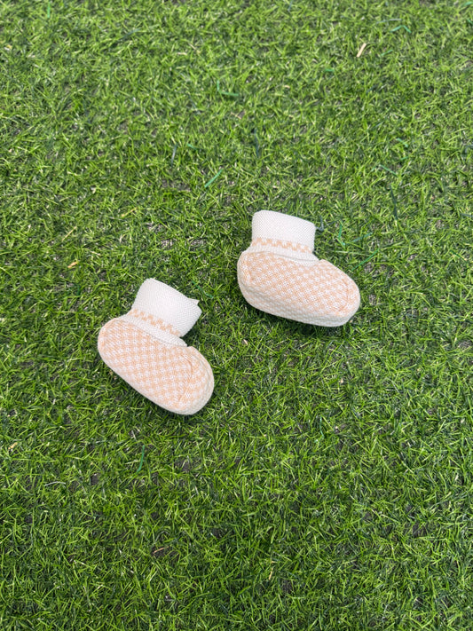 MARLU’ - scarpine in filo di cotone bianco/sabbia corredino p/e