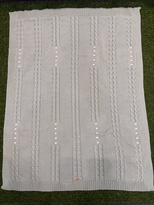 MARLU’ - coperta in filo di cotone salvia/vaniglia corredino p/e