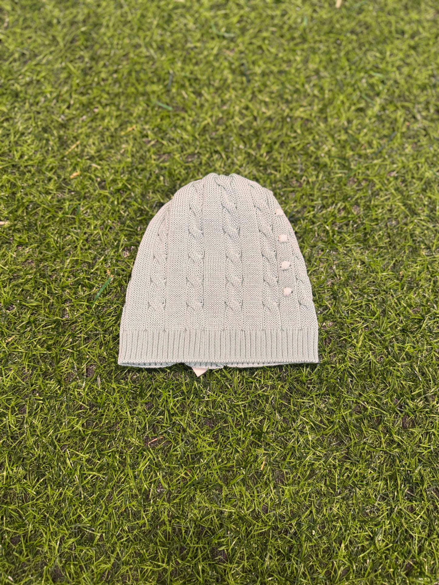 MARLU’ - cappellino in filo di cotone verde salvia corredino p/e