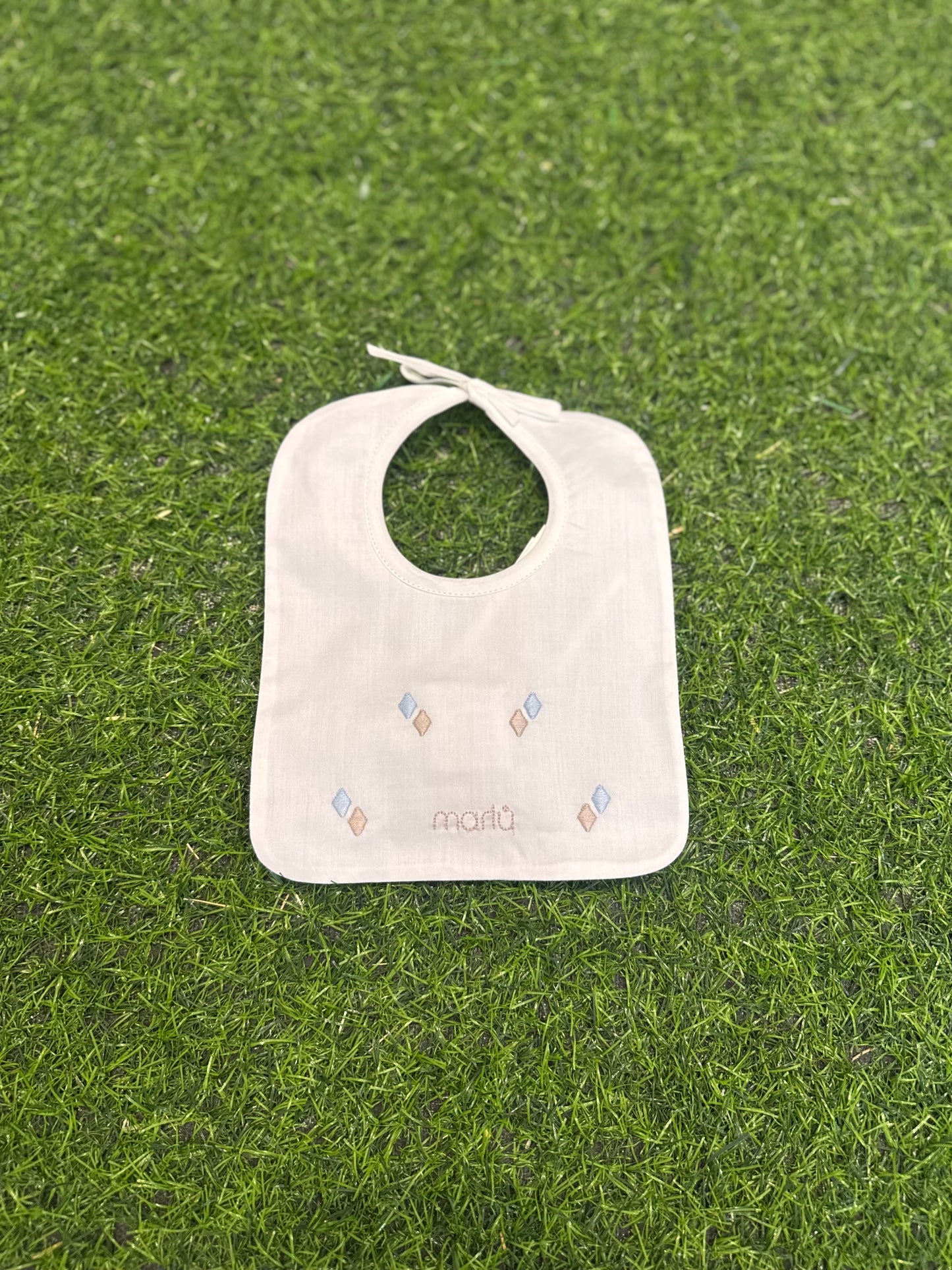 MARLU’ - bavetta bianco/noce/cielo corredino p/e