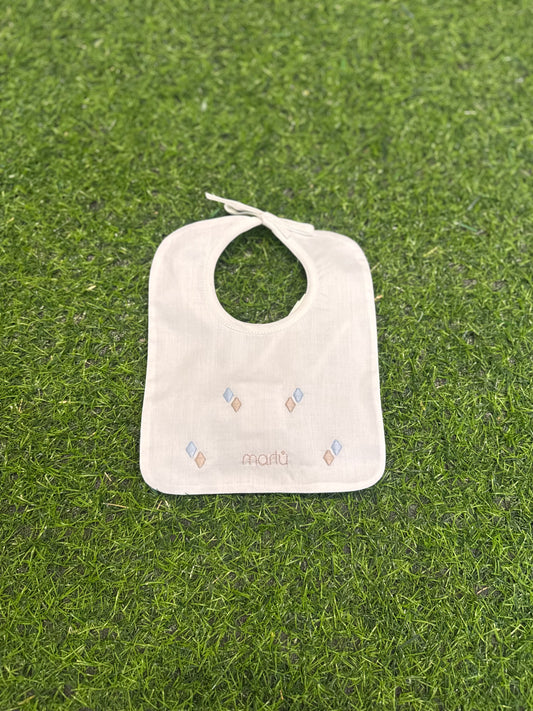 MARLU’ - bavetta bianco/noce/cielo corredino p/e