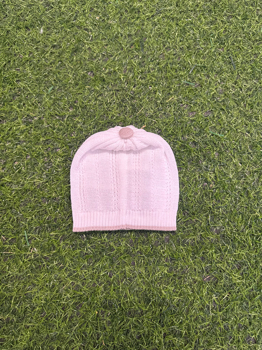 MARLU’ - cappellino in filo di cotone bianco/noce/cielo corredino p/e