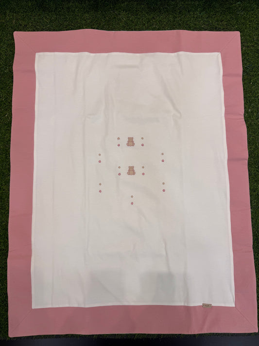 MARLU’ - coperta in Jersey di cotone vaniglia/marsala corredino p/e