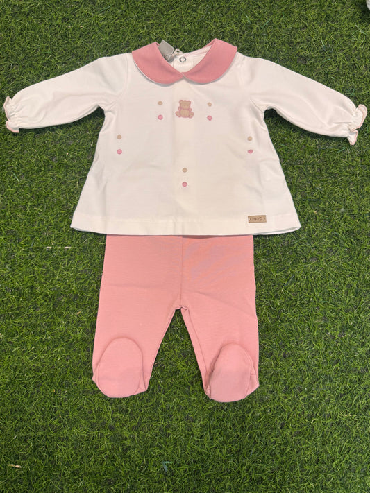 MARLU’ - completo 2pz in Jersey di cotone vaniglia/marsala corredino p/e