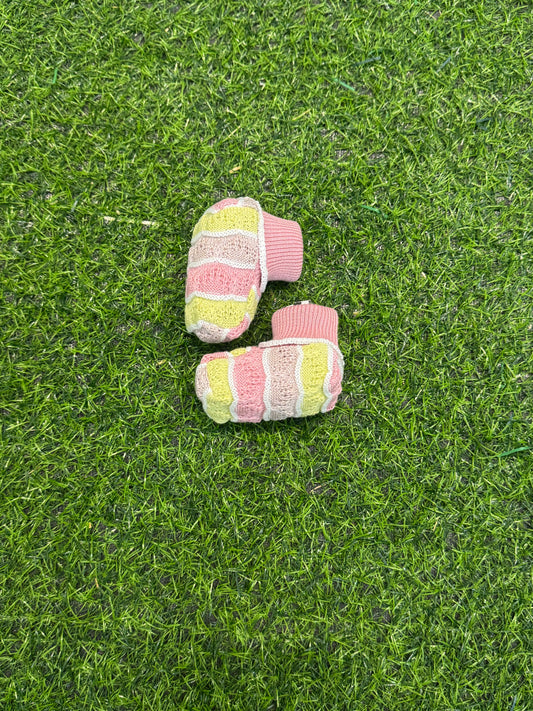 MARLU’ - scarpina in filo di cotone melograno/multicolor corredino p/e