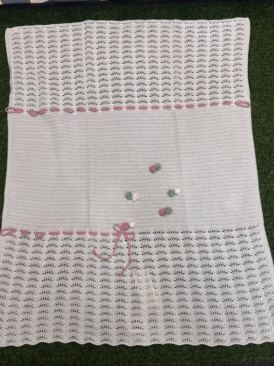 MARLU’ - coperta in filo di cotone vaniglia/multicolor corredino p/e