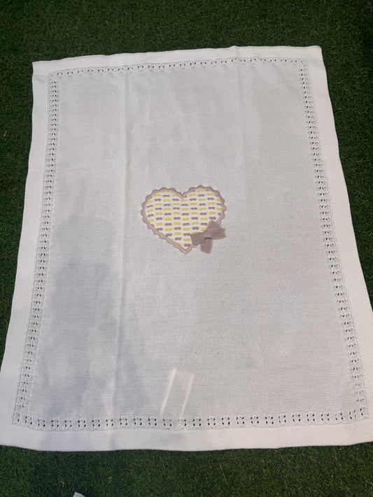 MARLU’ - coperta in filo di cotone bianco/marsala/giallo corredino p/e