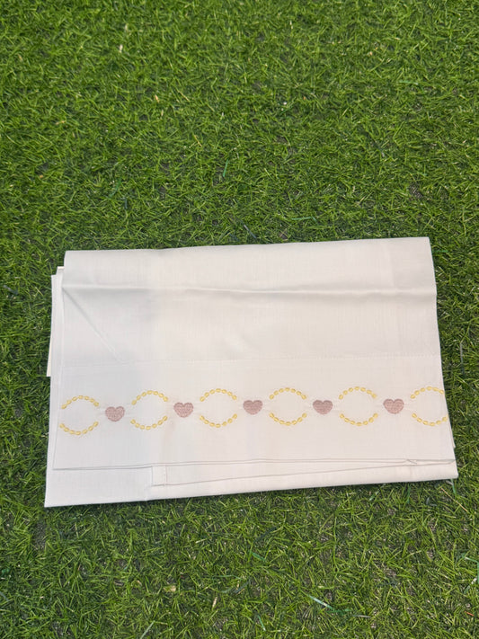 MARLU’ - set lenzuolino bianco/marsala/giallo corredino p/e