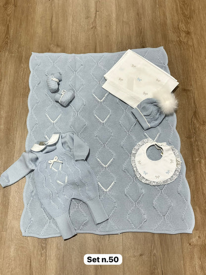 MARLU' - tutina lana 100% cielo/vaniglia (set n 50 ) invernale