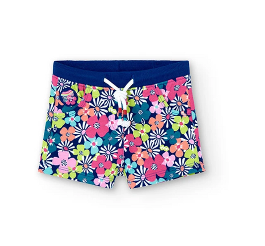 BOBOLI-Pantaloncini felpati da neonata con stampa di fiori
