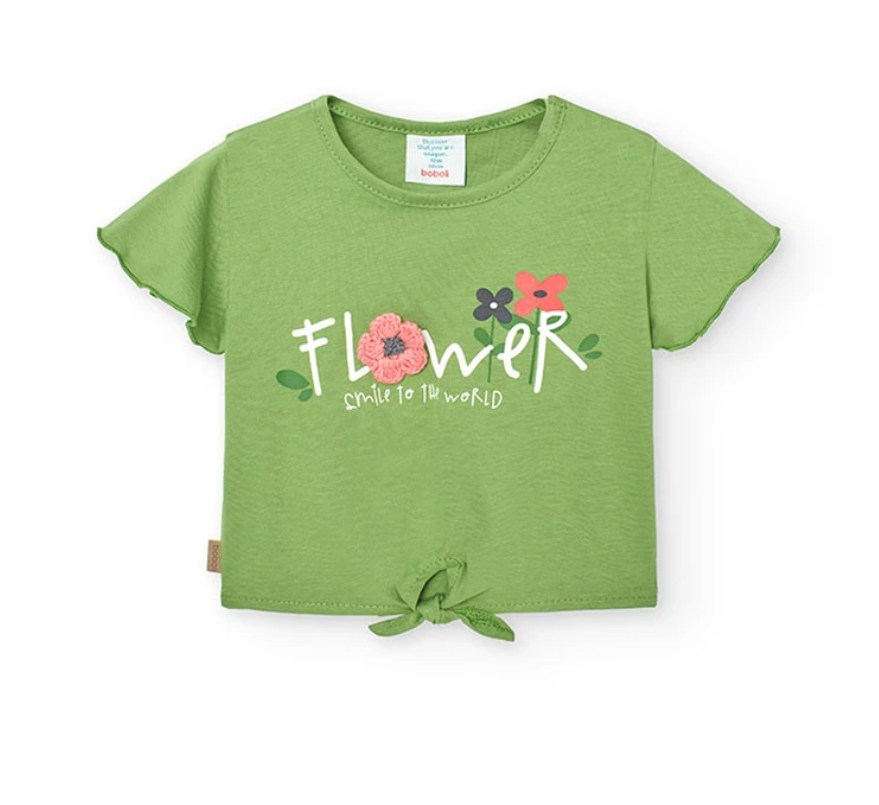 BOBOLI-Maglietta in jersey verde neonata