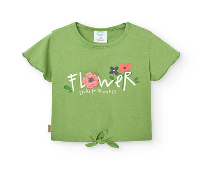 BOBOLI-Maglietta in jersey verde neonata