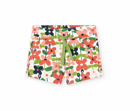 BOBOLI-Pantaloncini felpati stampa a fiori da neonata