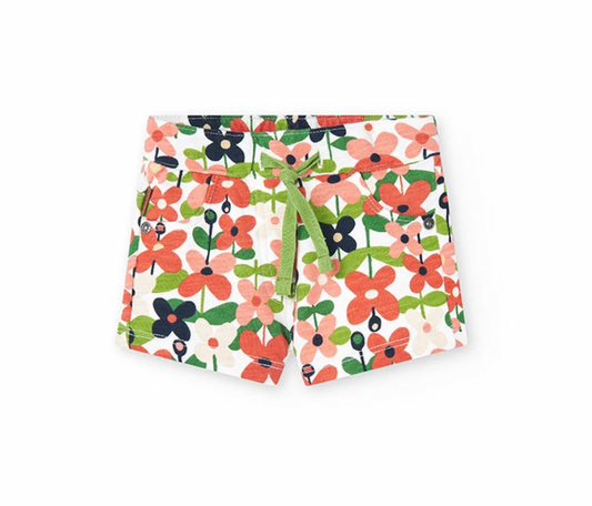 BOBOLI-Pantaloncini felpati stampa a fiori da neonata