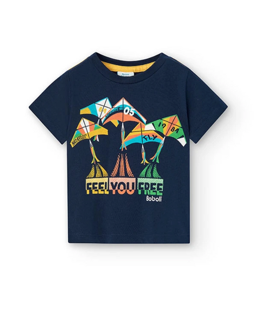 BOBOLI-Maglietta in jersey da neonato blu marino