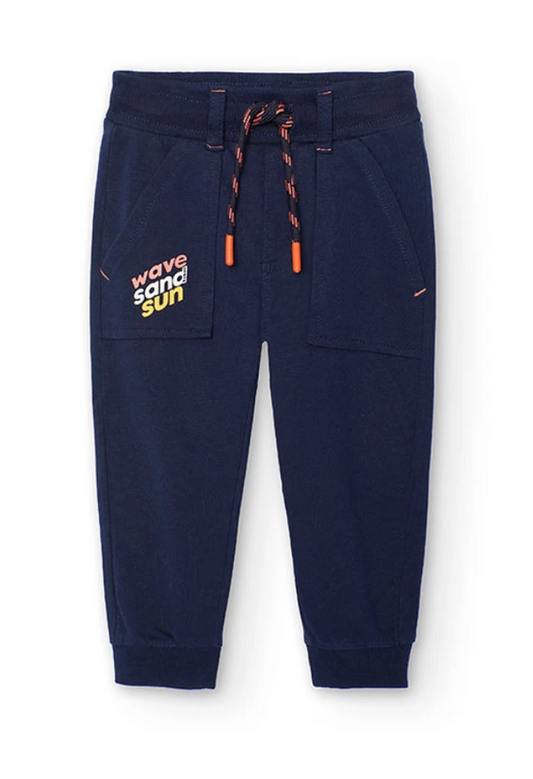 BOBOLI - Pantaloni felpati basic da neonato blu marino - boy