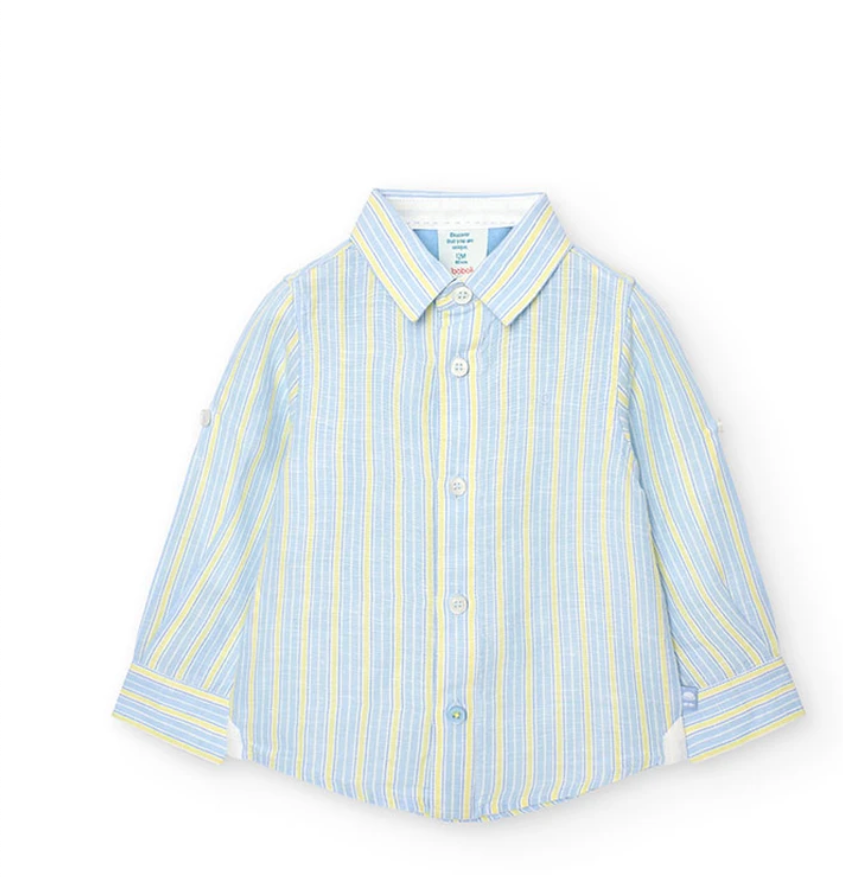 BOBOLI-Camicia di lino a strisce -boy