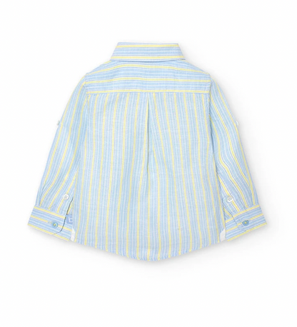 BOBOLI-Camicia di lino a strisce -boy