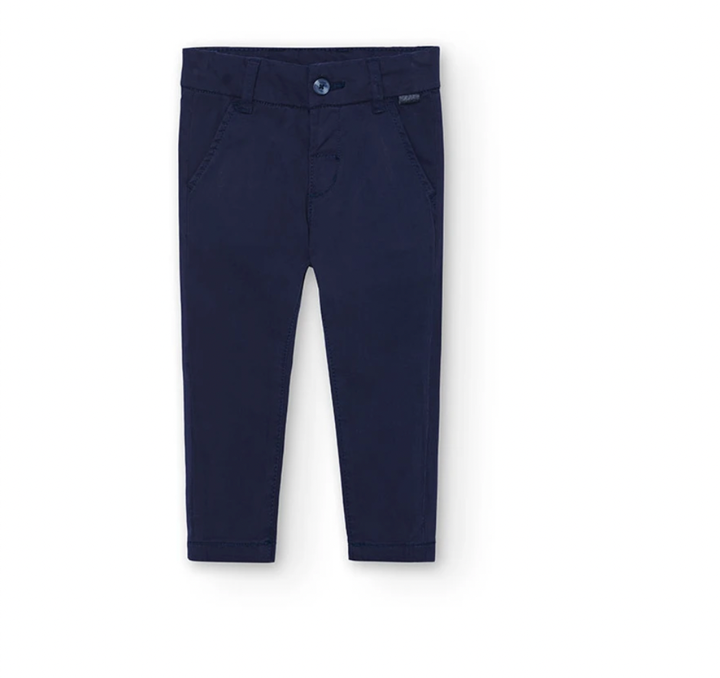 BOBOLI - Pantaloni in raso elasticizzati da neonato blu marino - boy