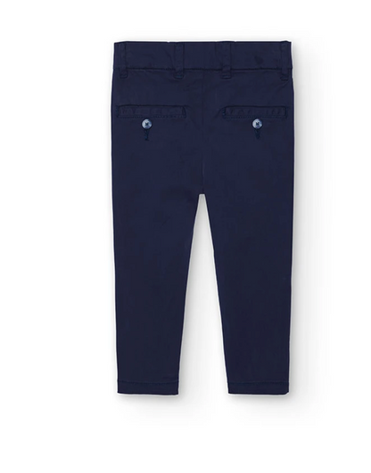 BOBOLI - Pantaloni in raso elasticizzati da neonato blu marino - boy