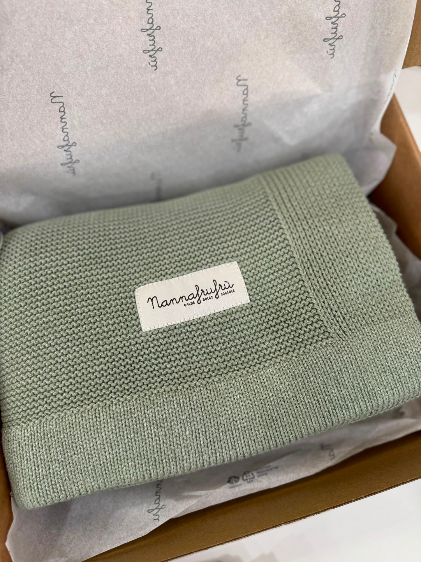 NANNAFRUFRU' - coperta 50% cotone 50% bambo salvia