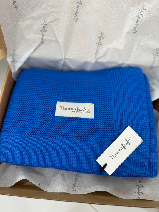 NANNAFRUFRU' - coperta 50%cotone 50% bamboo royal blue