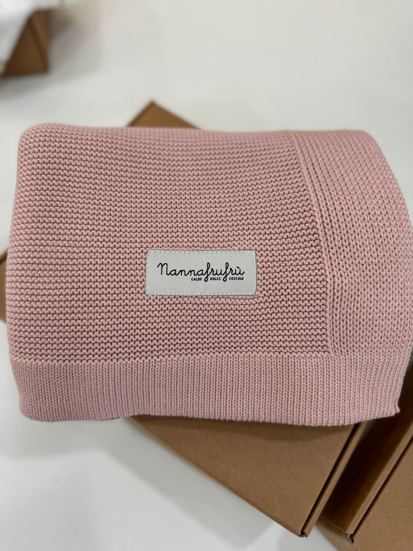 NANNAFRUFRU' - coperta 50% cotone 50% bambo rosa antico