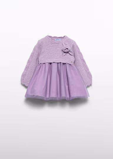ABEL & LULA - vestito tulle con maglione viola - invernale