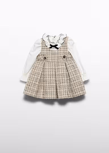 ABEL & LULA - vestito pichi tweed beige/nero - invernale