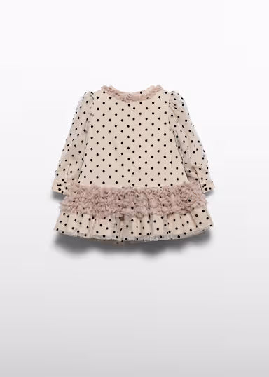 ABEL & LULA - vestito tulle a pois beige/nero - invernale