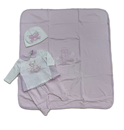 LE BEBE' - set coordinato 4 pezzi cotone corredino - GIRL