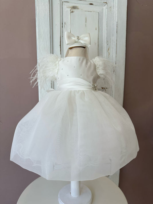 LES PETITES ENFANTES - abito cerimonia piume con fascia cerimonia est 25 b - GIRL