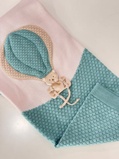 MARLU' - coperta mongolfiera 100% lana (set. 57 verde) corredino invernale 25/26 - UNISEX