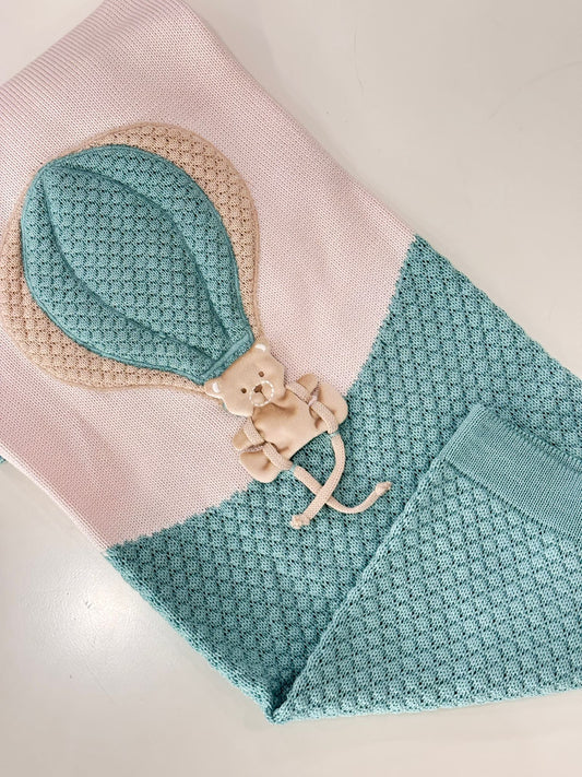 MARLU' - coperta mongolfiera 100% lana (set. 57 verde) corredino invernale 25/26 - UNISEX