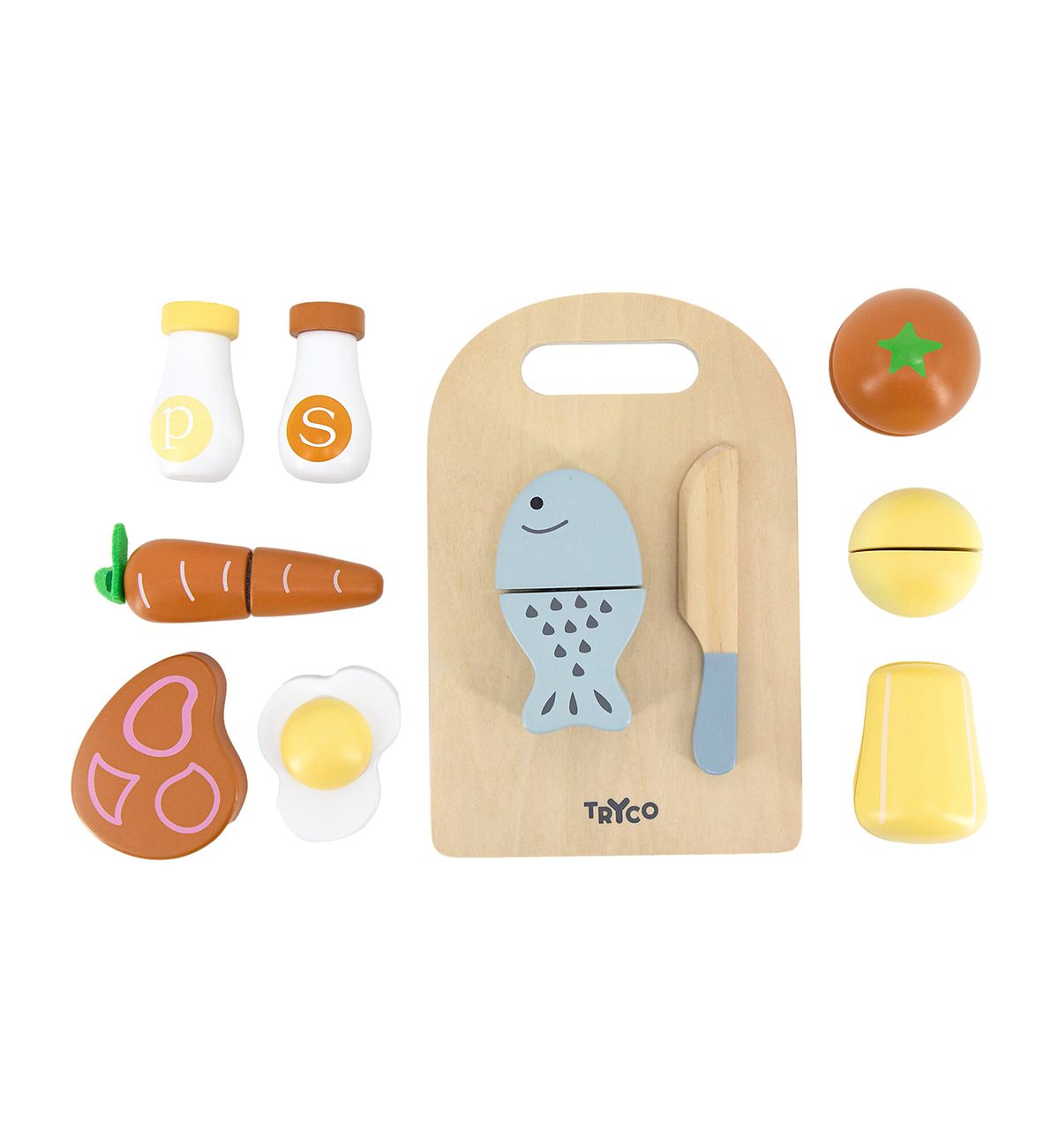 TRYCO - tagliere con cibo +18m giocattoli in legno montessoriani - UNISEX