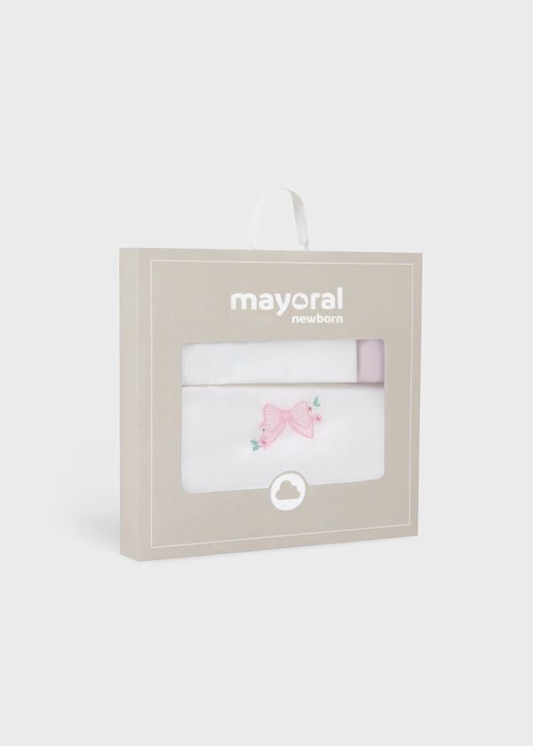 MAYORAL - set lenzuola culla sotto-sopra-federa fiocco corredino est 25 - GIRL