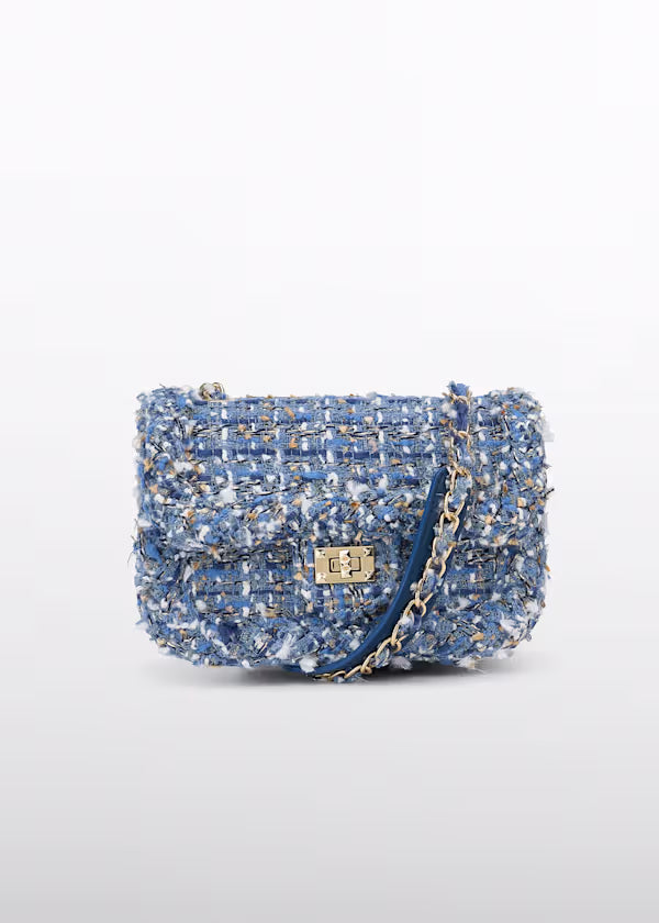 ABEL & LULA - borsa tweed azzurro accessori - GIRL