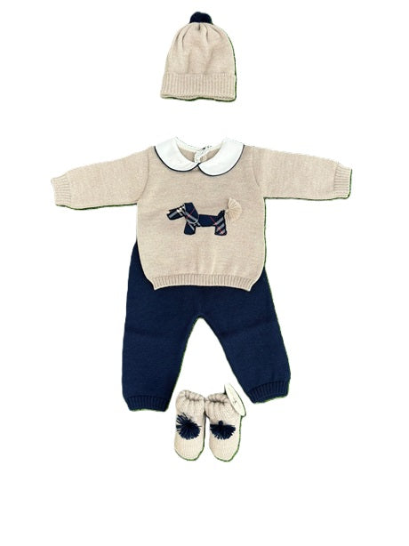 BABY LORD - completino 2 pz + cappellino + scarpine corredino inv - BOY