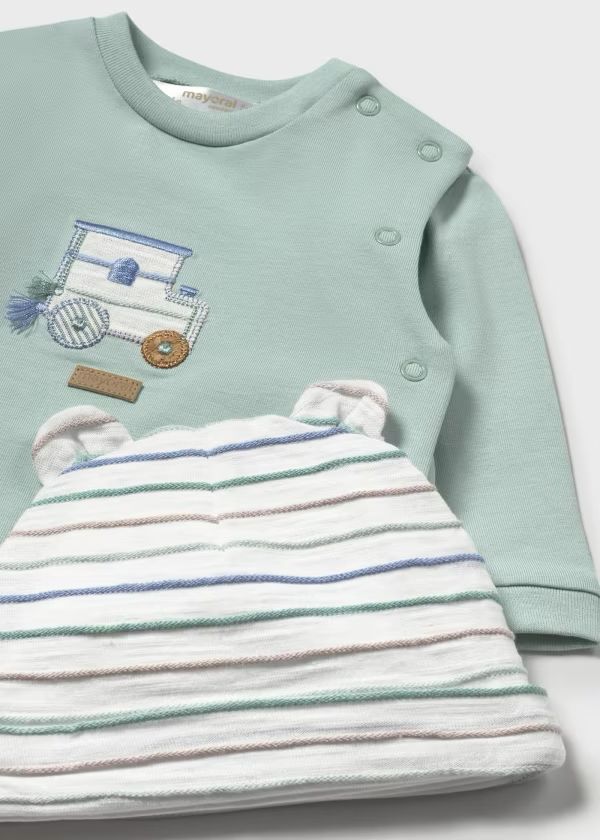 MAYORAL - completo 2pz + cuffietta orecchie cotone corredino est 25 - BOY