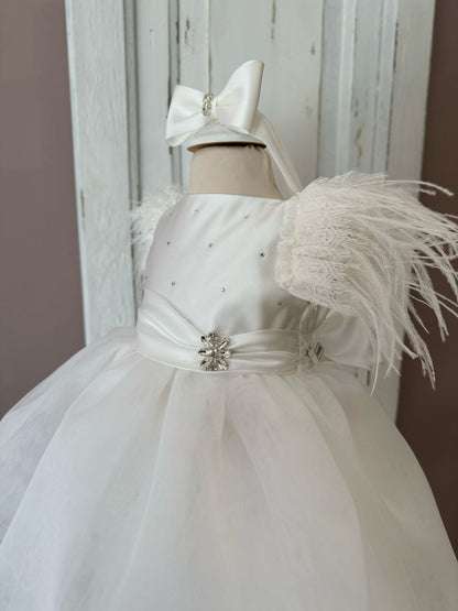 LES PETITES ENFANTES - abito cerimonia piume con fascia cerimonia est 25 b - GIRL
