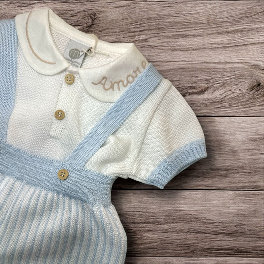 MARLU' - salopette 2pz in filo di cotone (set n.50) corredino est 25 - BOY