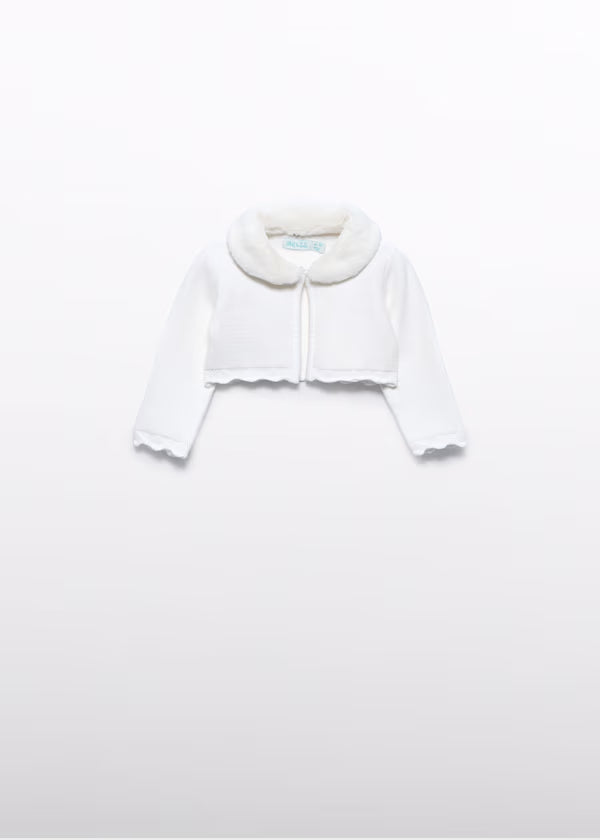 ABEL & LULA - cardigan con colletto di pelliccia crudo abbigliamento invernale 25/26 b - GIRL