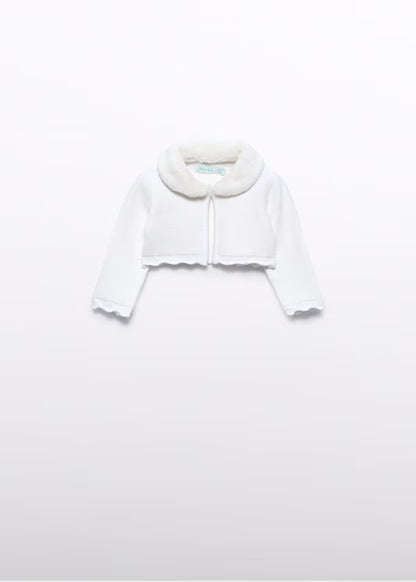 ABEL & LULA - cardigan con colletto di pelliccia crudo abbigliamento invernale 25/26 b - GIRL