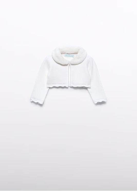 ABEL & LULA - cardigan con colletto di pelliccia crudo abbigliamento invernale 25/26 b - GIRL