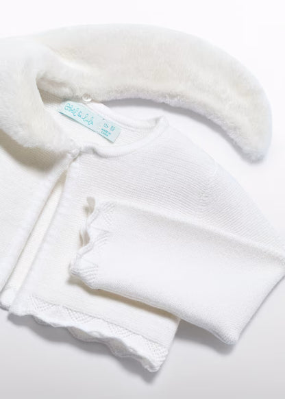 ABEL & LULA - cardigan con colletto di pelliccia crudo abbigliamento invernale 25/26 b - GIRL