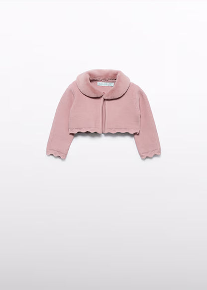 ABEL & LULA - cardigan con colletto di pelliccia rosa antico abbigliamento invernale 25/26 b - GIRL