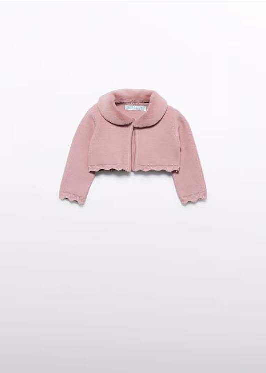 ABEL & LULA - cardigan con colletto di pelliccia rosa antico abbigliamento invernale 25/26 b - GIRL