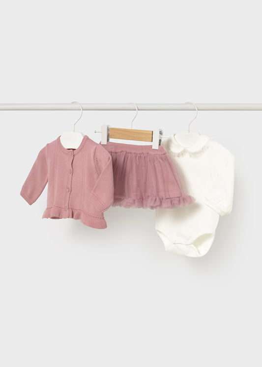 MAYORAL - completo 3 pz gonna rosa antico abbigliamento invernale 25/26 b - GIRL